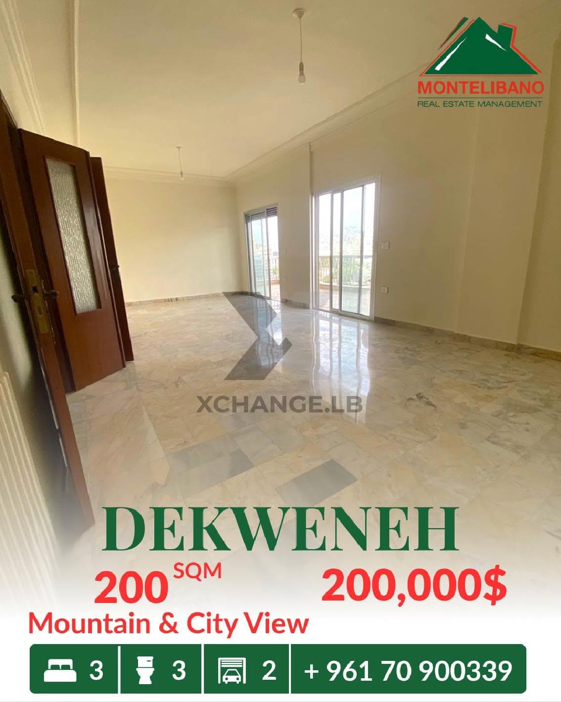 200 sqm Apartment For Sale in Dekweneh دكوانة with Mountain and City View