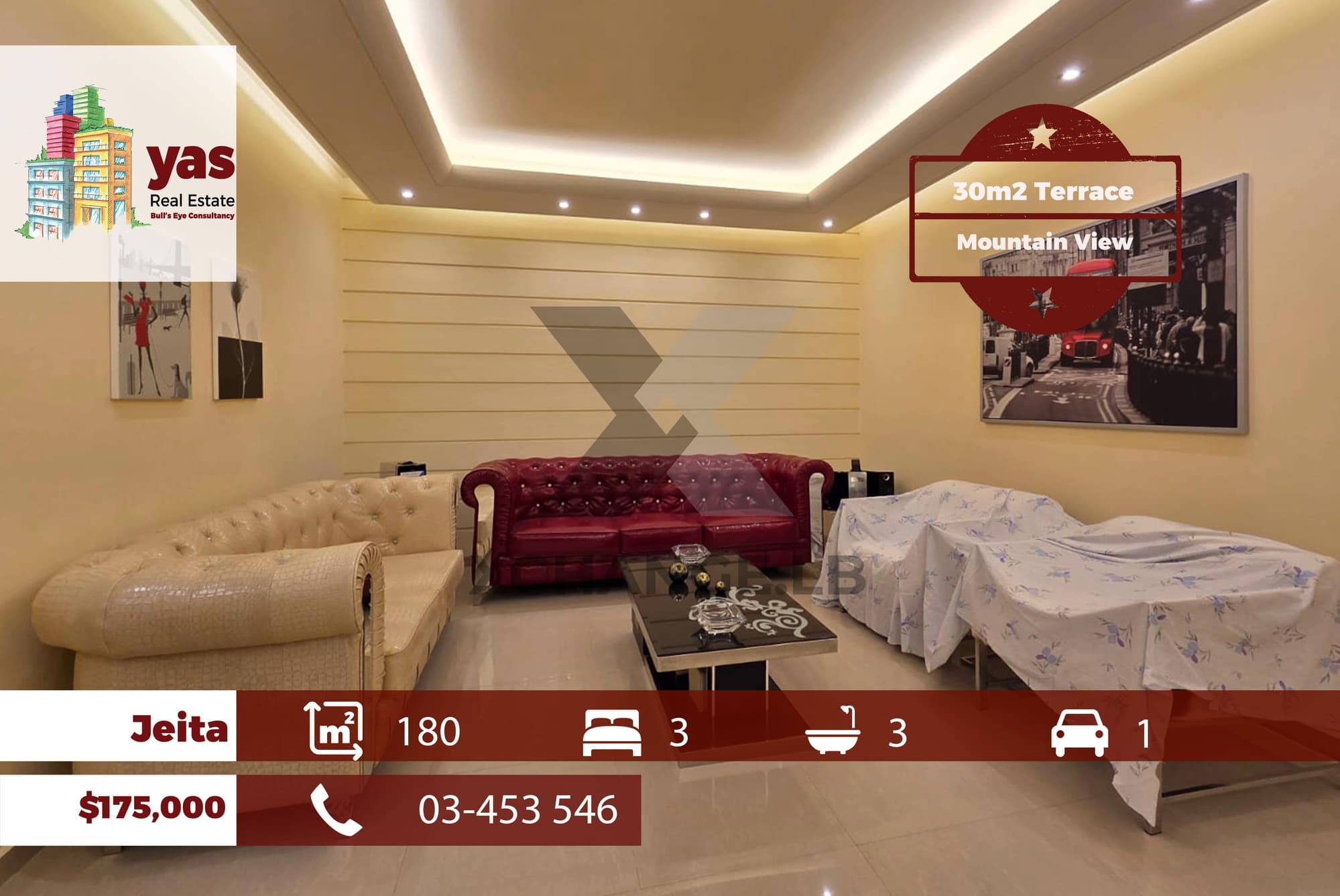 Jeita 180m2 | 30m2 Terrace | Prime Location | Open View | Quiet | TO