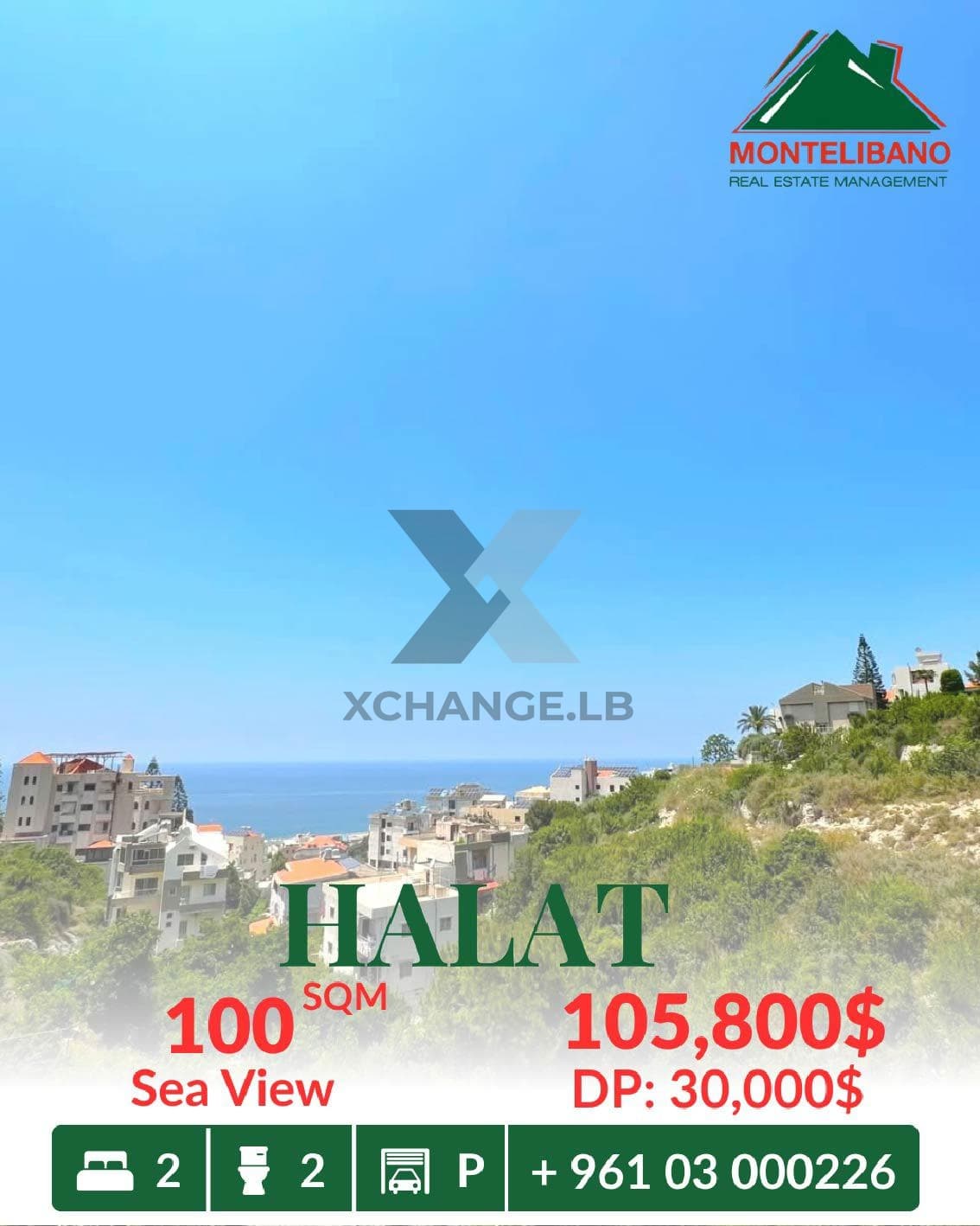 100 sqm Apartment For Sale in Halat حالات with Sea View and Installment Plan