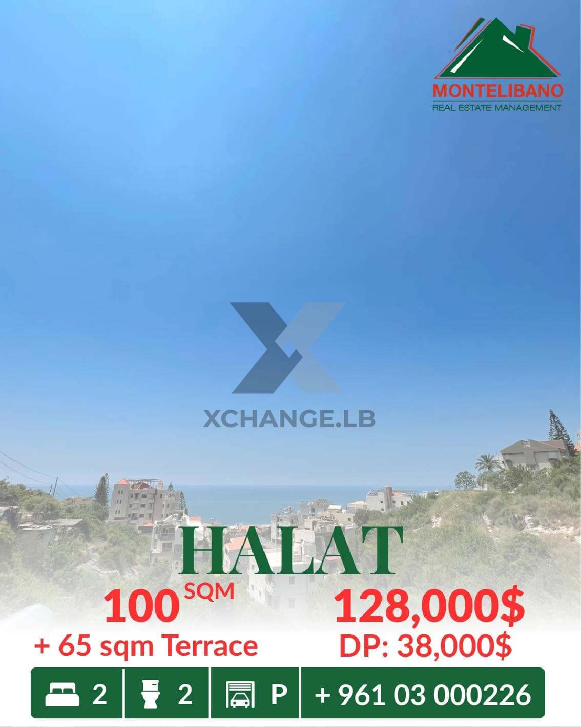 100 sqm Apartment For Sale in Halat حالات with 65 sqm Terrace and Sea View + Installment Plan