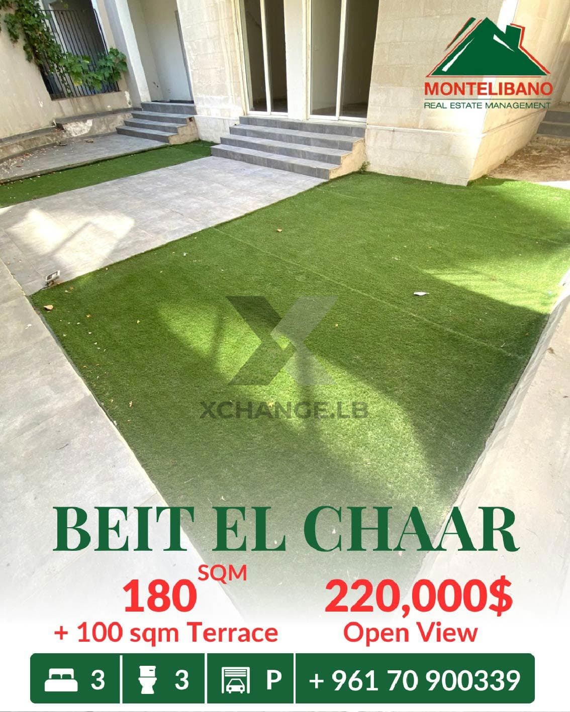 180 sqm Apartment For Sale in Beit El Chaar بيت الشعار with 100 sqm Terrace and Open View